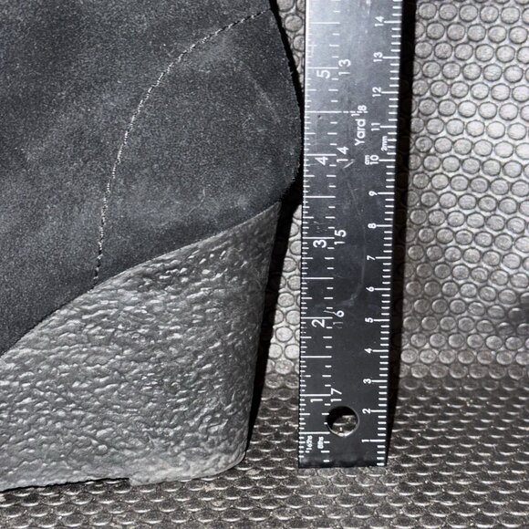 Michael Kors Black Suede Wedge Booties Gold Accent Comfort Shoe Womens Size 6.5M - Picture 9 of 9